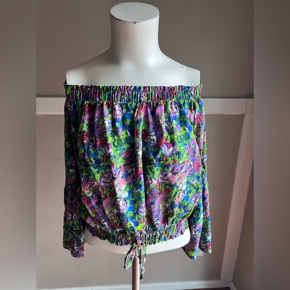 Colorful Off-Shoulder Blouse